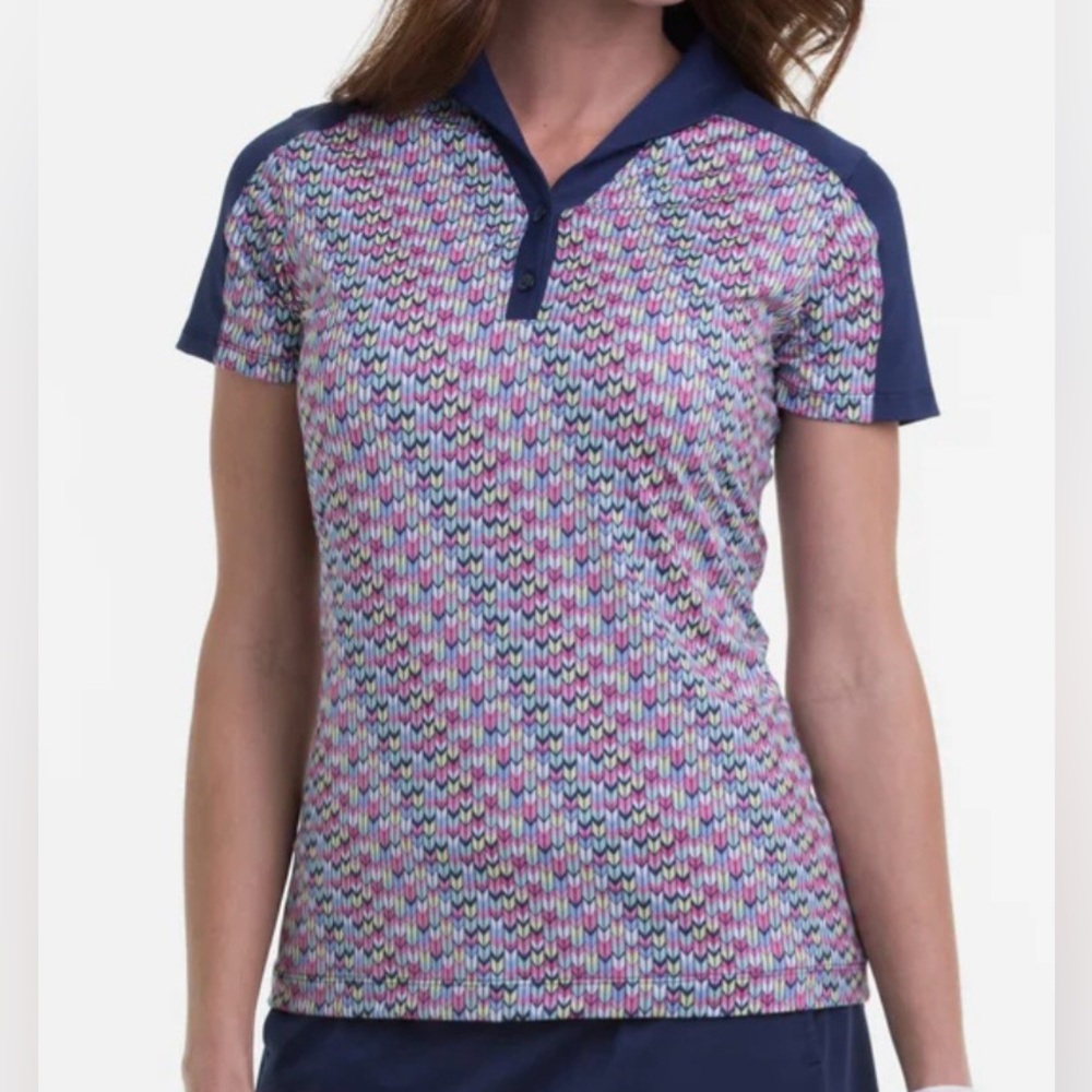 Stylish Multicolor Patterned Women's Polo Shirt